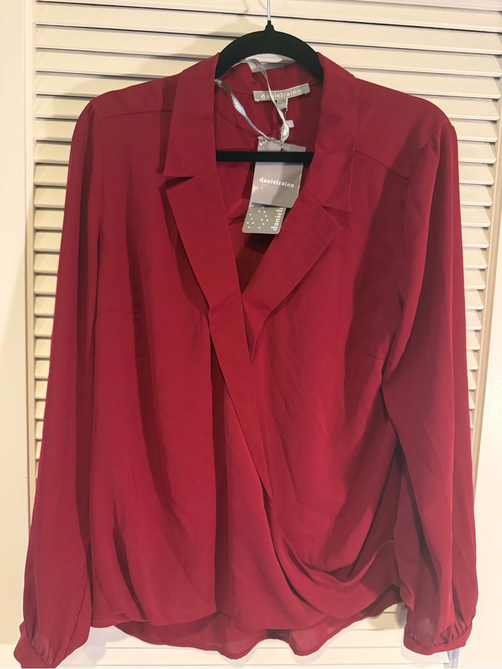 Daniel Rainn Crimson Draped V-Neck Blouse